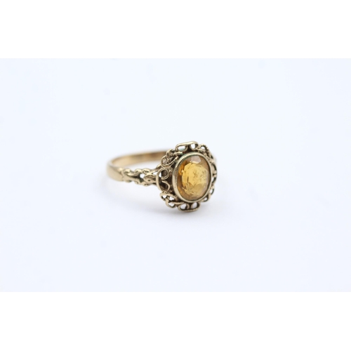 55 - 9ct Gold Citrine Single Stone Ring (2.7g) size O