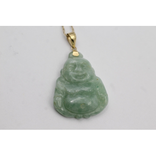56 - 9ct Gold Jade Buddha Pendant Necklace (7g)
