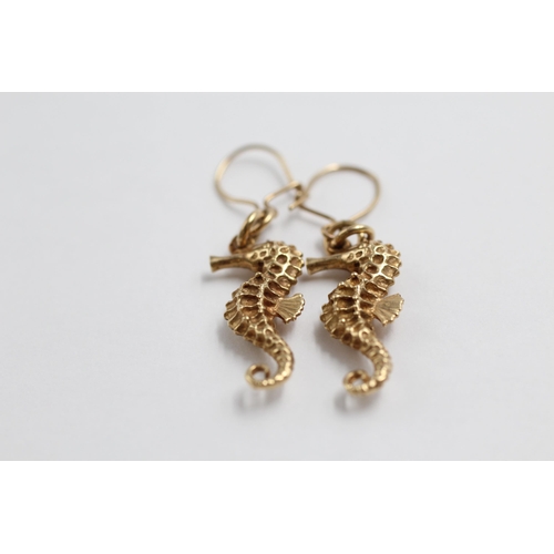 62 - 9ct Gold Seahorse Drop Earrings (5.7g)