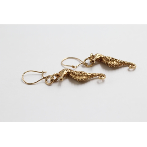 62 - 9ct Gold Seahorse Drop Earrings (5.7g)