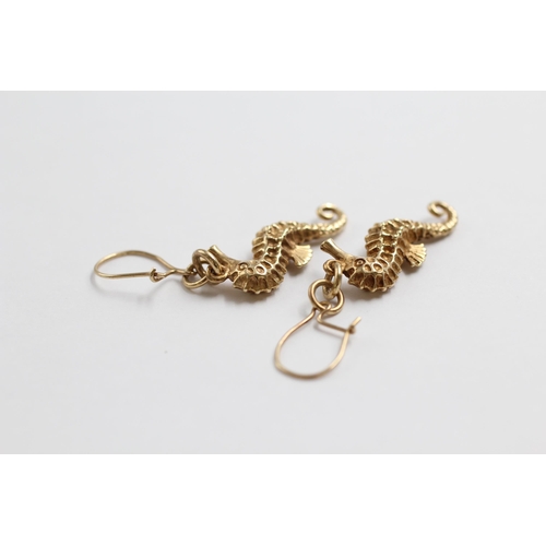 62 - 9ct Gold Seahorse Drop Earrings (5.7g)