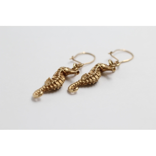 62 - 9ct Gold Seahorse Drop Earrings (5.7g)