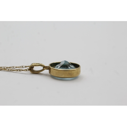 66 - 9ct Gold Blue Topaz Pendant Necklace (2.3g)