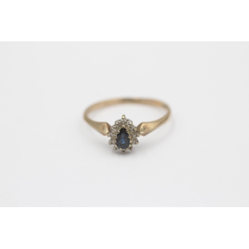 86 - 9ct Gold Diamond & Sapphire Cluster Ring (1.7g) size O