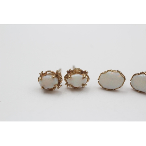 89 - 3 X 9ct Gold White Opal Earrings (2g)