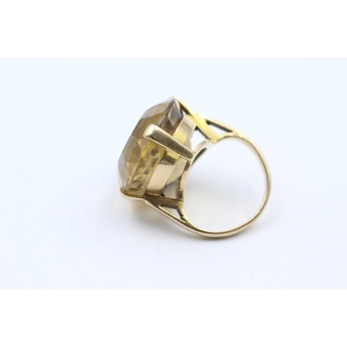 91 - 9ct Gold Citrine Single Stone Cocktail Ring (10.1g) size F