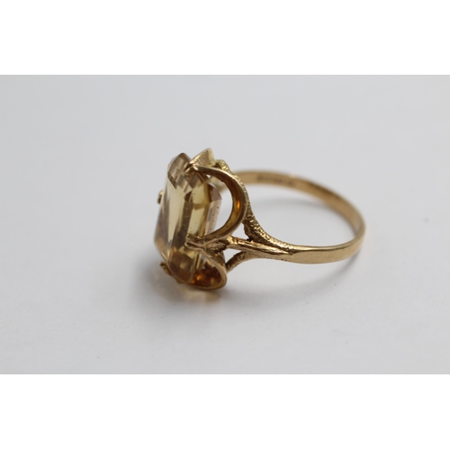 93 - 9ct Gold Citrine Single Stone Ring (4.1g) size P