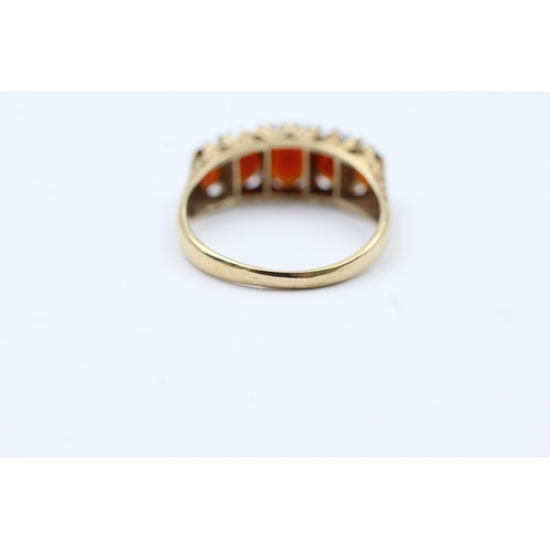 96 - 9ct Gold Garnet Five Stone Ring (3.1g) size P