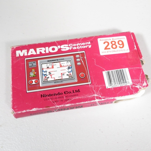 289 - Boxed Mario's Cement Factory Nintendo game with original outer box