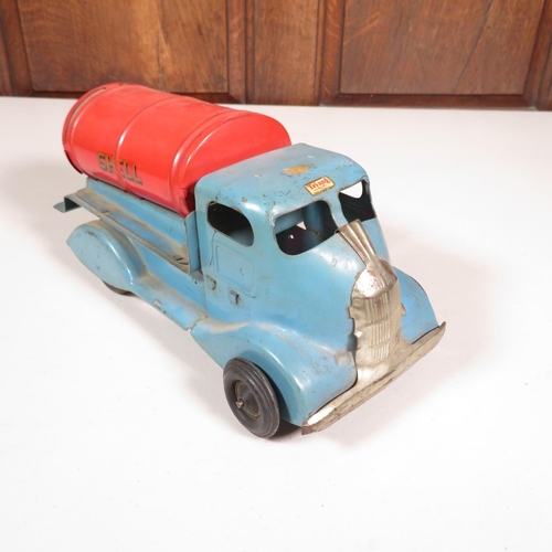 294 - Tin plate clockwork Shell truck by TriAng  - good overall condition 10