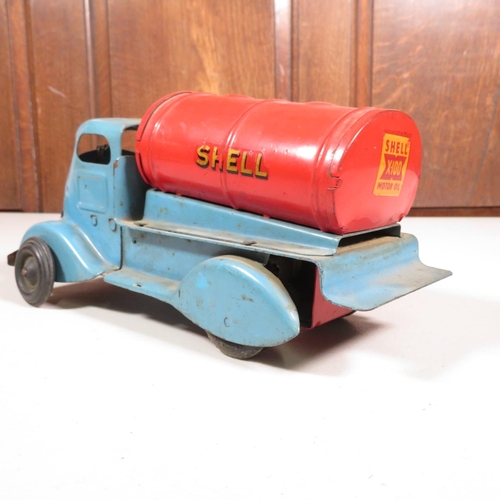 294 - Tin plate clockwork Shell truck by TriAng  - good overall condition 10