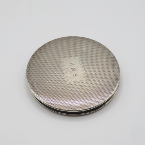 228 - Vintage Hallmarked 1920 Birmingham STERLING SILVER Guilloche Enamel Compact 66g