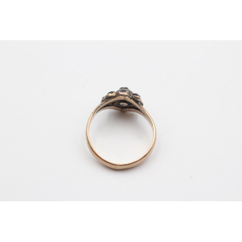 10 - 9ct Gold Vintage Faceted Garnet Cluster Ring (2.6g) size L
