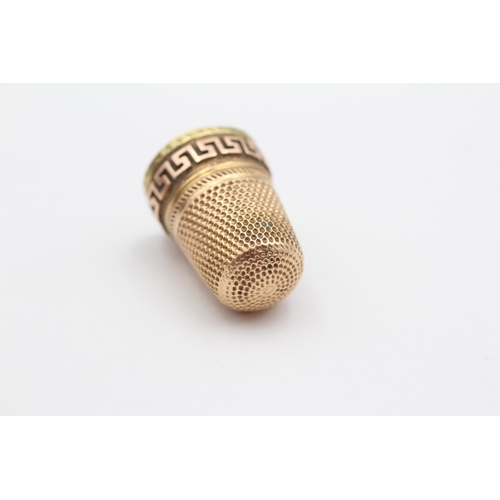 126 - 14ct Gold Greek Meander Key Detail Thimble In Original Case (4.5g)