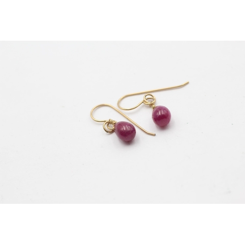 130 - 9ct Gold Ruby Drop Earrings (2g)