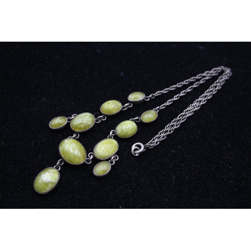 151 - A 1930s Silver Gemstone Drop Necklace (21g)