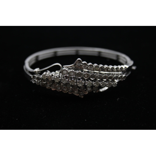 157 - A Silver Diamond Set Bangle (27g)