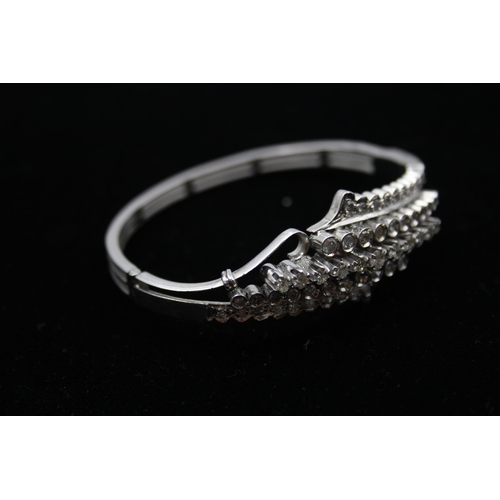 157 - A Silver Diamond Set Bangle (27g)