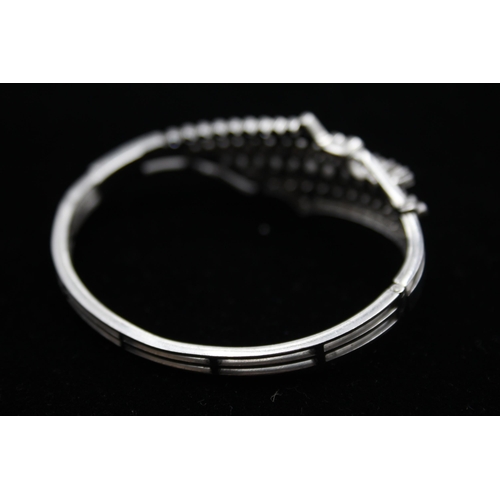 157 - A Silver Diamond Set Bangle (27g)