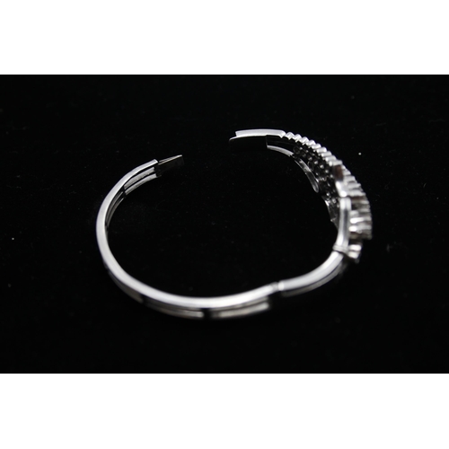 157 - A Silver Diamond Set Bangle (27g)