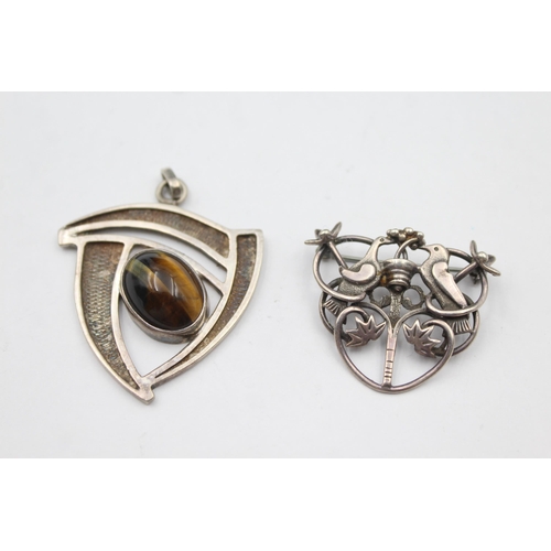 160 - A Silver Pendant And Brooch By Ola Gorie (21g)