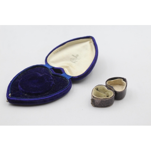 186 - Two Antique Heart Design Fitted Jewellery Cases Including A Victorian Engagement Ring Box (51g)