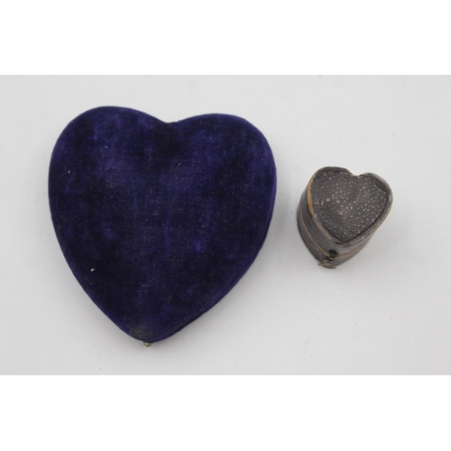 186 - Two Antique Heart Design Fitted Jewellery Cases Including A Victorian Engagement Ring Box (51g)