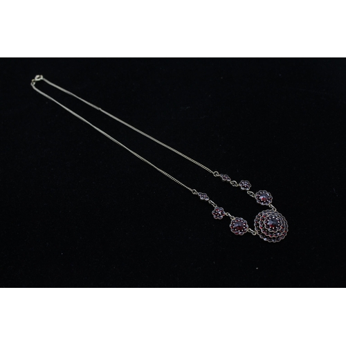 194 - A Silver Bohemian Garnet Necklace (12g)