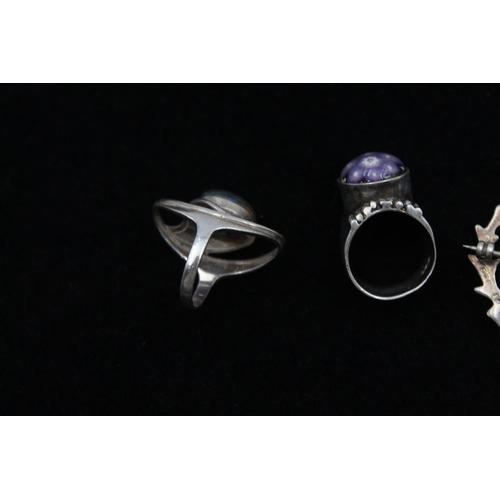 203 - Four Scottish Silver Jewellery Pieces By Caithness Glass (43g)