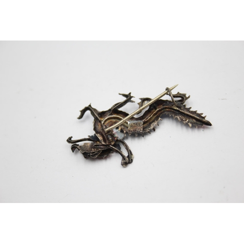 205 - An Antique Silver Tian Tsui Kingfisher Wing Dragon Brooch (5g)