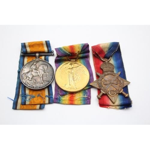 214 - WW1 1914-15 Star Trio & Original Ribbons Named CH.14330 Pte G. W. Brown RMLI