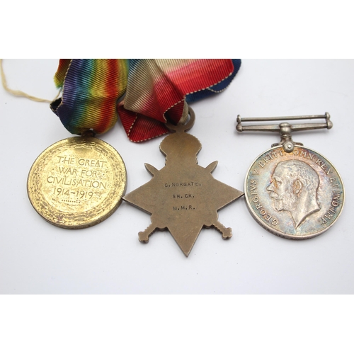 215 - WW1 1914-15 Star Trio Named G. Norgate, Ships Cook MMR