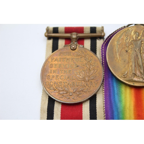 218 - WW1-GV Medal Group Australian Pair 3687 Pte W. Spaven 20 Bn AIF & Police Medal