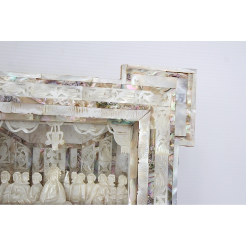 221 - Vintage Mother of Pearl & Shell Wall Hanging Depicting The Last Supper