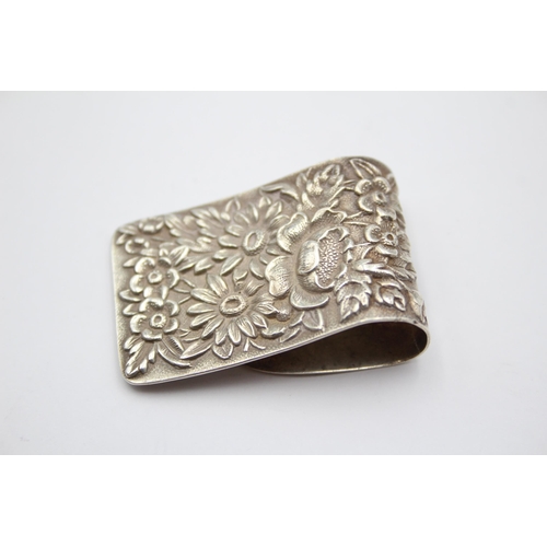 241 - Vintage Stamped .925 STERLING SILVER American S.Kirk & Son Floral Money Clip 17g