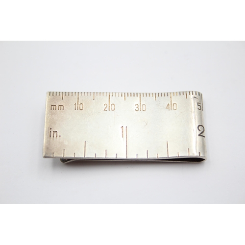 242 - Vintage 1990 .925 Sterling Silver CUMMINGS Novelty Tape Measure Money Clip (23g)