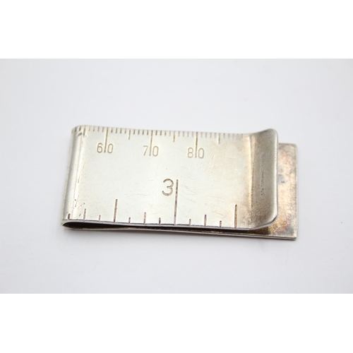 242 - Vintage 1990 .925 Sterling Silver CUMMINGS Novelty Tape Measure Money Clip (23g)