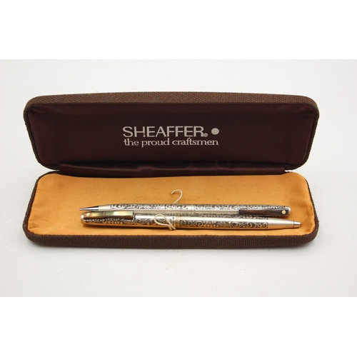 252 - Vintage SHEAFFER .925 STERLING SILVER Ballpoint Pen & Pencil Writing Boxed 41g