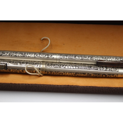 252 - Vintage SHEAFFER .925 STERLING SILVER Ballpoint Pen & Pencil Writing Boxed 41g