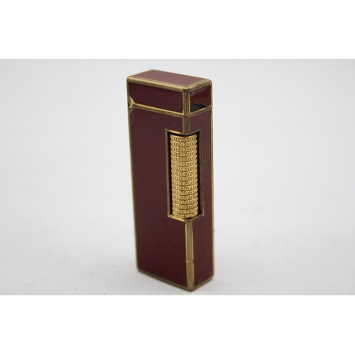 261 - Vintage DUNHILL Gold Plate & Burgundy Lacquer Cigarette Lighter (70g)