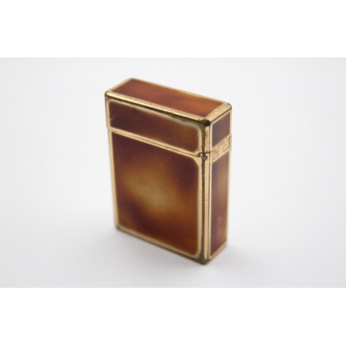 262 - Vintage S.T DUPONT Paris Gold Plated & Brown Lacquer Cigarette Lighter (75g)