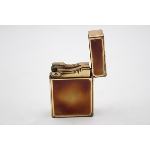 262 - Vintage S.T DUPONT Paris Gold Plated & Brown Lacquer Cigarette Lighter (75g)