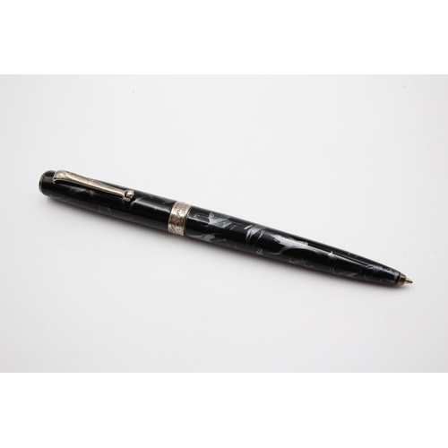 279 - MONTEGRAPPA Black Laquer Ballpoint Pen w/ .925 STERLING SILVER Band (38g)