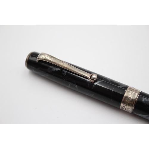 279 - MONTEGRAPPA Black Laquer Ballpoint Pen w/ .925 STERLING SILVER Band (38g)