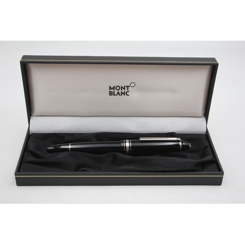 282 - MONTBLANC Meisterstuck Black FOUNTAIN PEN w/ 14ct White Gold Nib WRITING