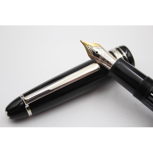 282 - MONTBLANC Meisterstuck Black FOUNTAIN PEN w/ 14ct White Gold Nib WRITING