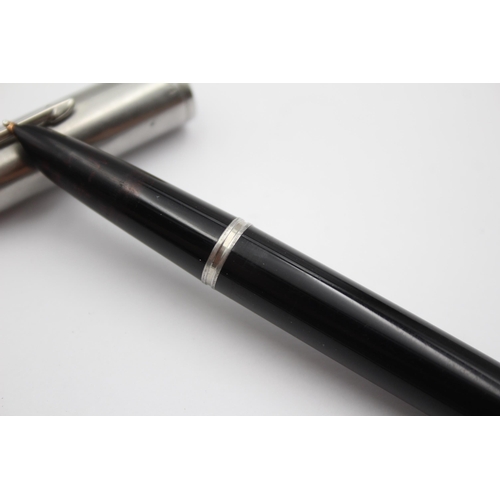 287 - Vintage PARKER 51 Black FOUNTAIN PEN w/ Brushed Steel Cap WRITING