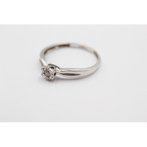 29 - 9ct White Gold Diamond Solitaire Ring (1.2g) size O1/2
