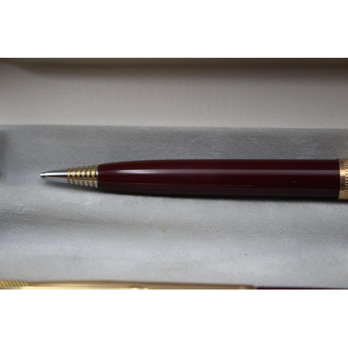 291 - Vintage PARKER 51 Burgundy FOUNTAIN PEN w/ Rolled Gold Cap, Pencil, Box Etc