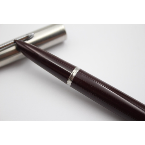 294 - Vintage PARKER 51 Burgundy FOUNTAIN PEN w/ Brushed Steel Cap WRITING